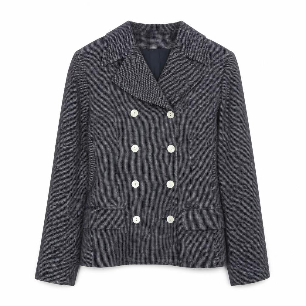 Class Womens Blue Size 12 Double-Breasted Wool Suit Jacket