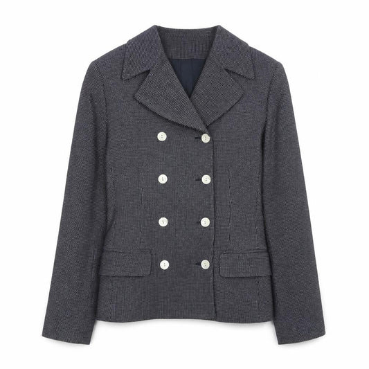 Class Womens Blue Size 12 Double-Breasted Wool Suit Jacket