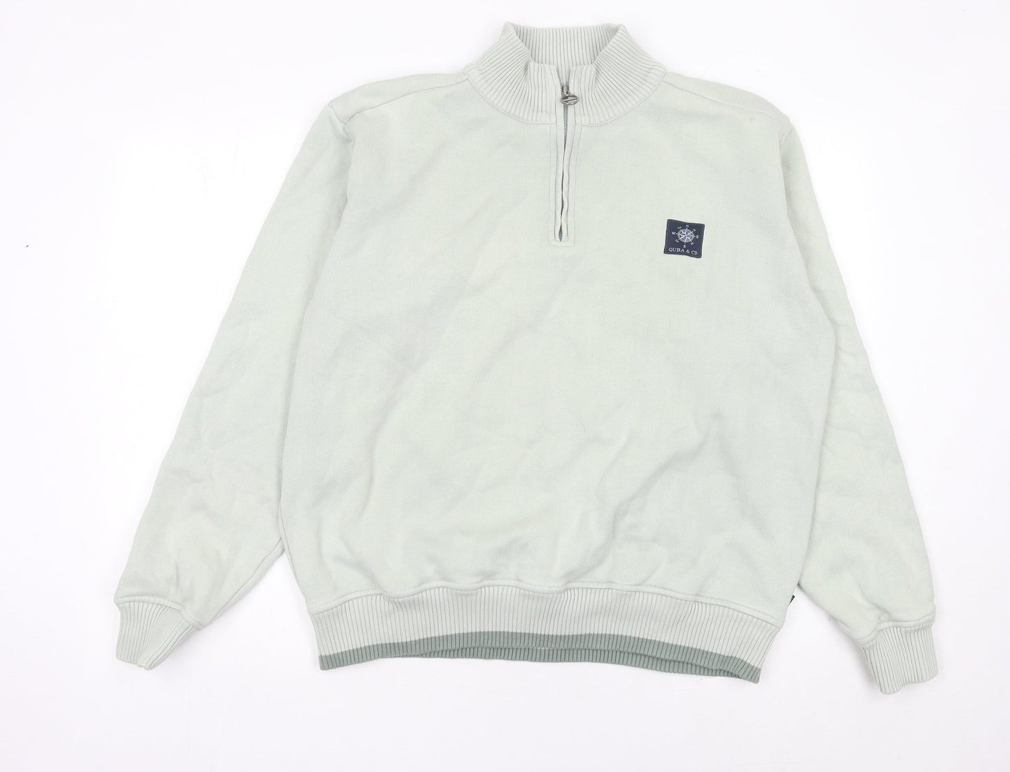 Quba & Co Men’s Green Quarter Zip Sweatshirt Size L Mock Neck