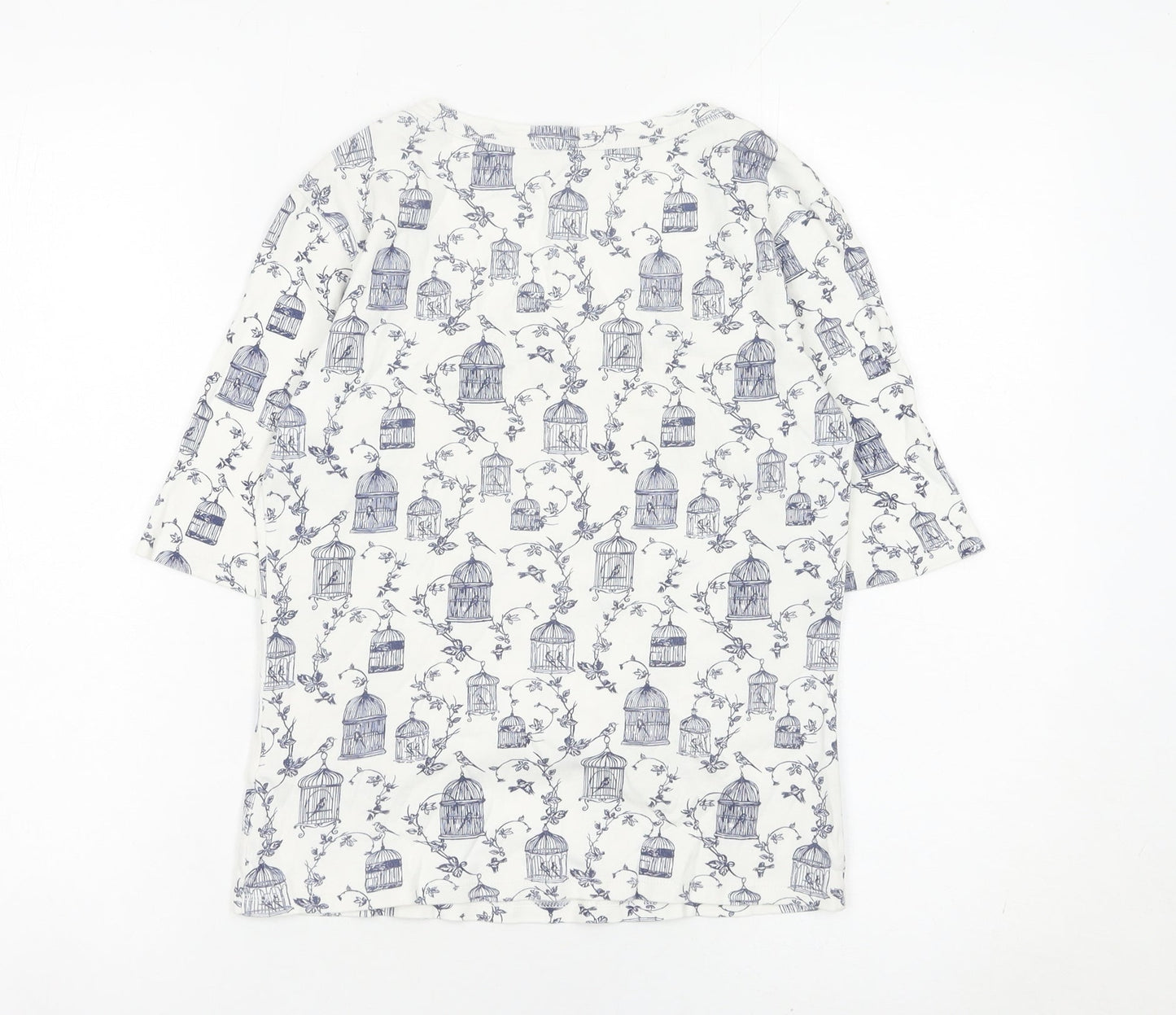 Marks and Spencer Womens White Bird Print Cotton T-Shirt UK 8