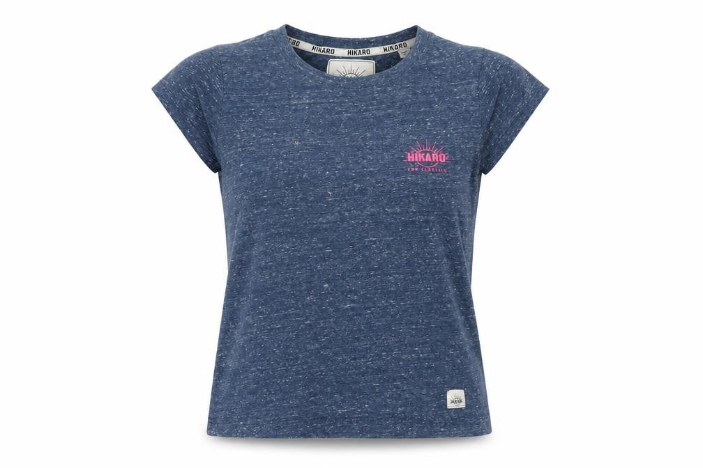 Hikaro Women's Blue XS Short Sleeve Crew Neck Cotton Blend T-Shirt