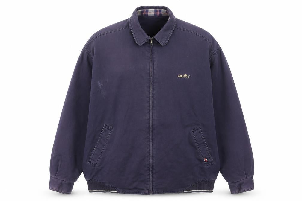 Ellesse Men's Purple Cotton Basic Jacket L Vintage Casual Zip