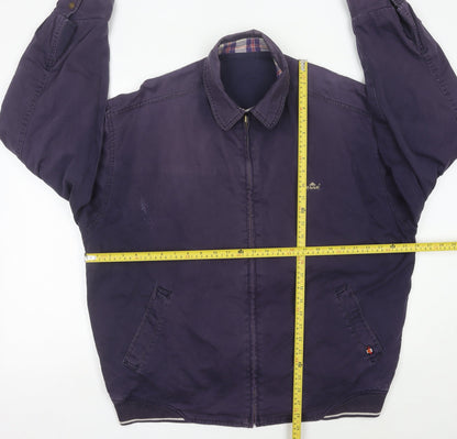 Back view of Ellesse Men's Purple Cotton Basic Jacket L Vintage Casual Zip