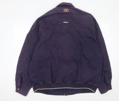 Close-up detail of Ellesse Men's Purple Cotton Basic Jacket L Vintage Casual Zip