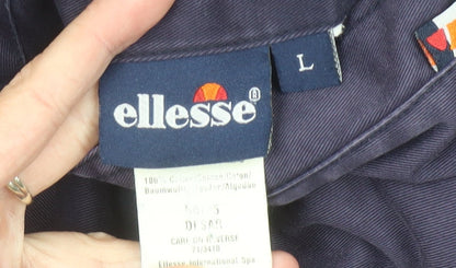 Brand and care label for Ellesse Men's Purple Cotton Basic Jacket L Vintage Casual Zip