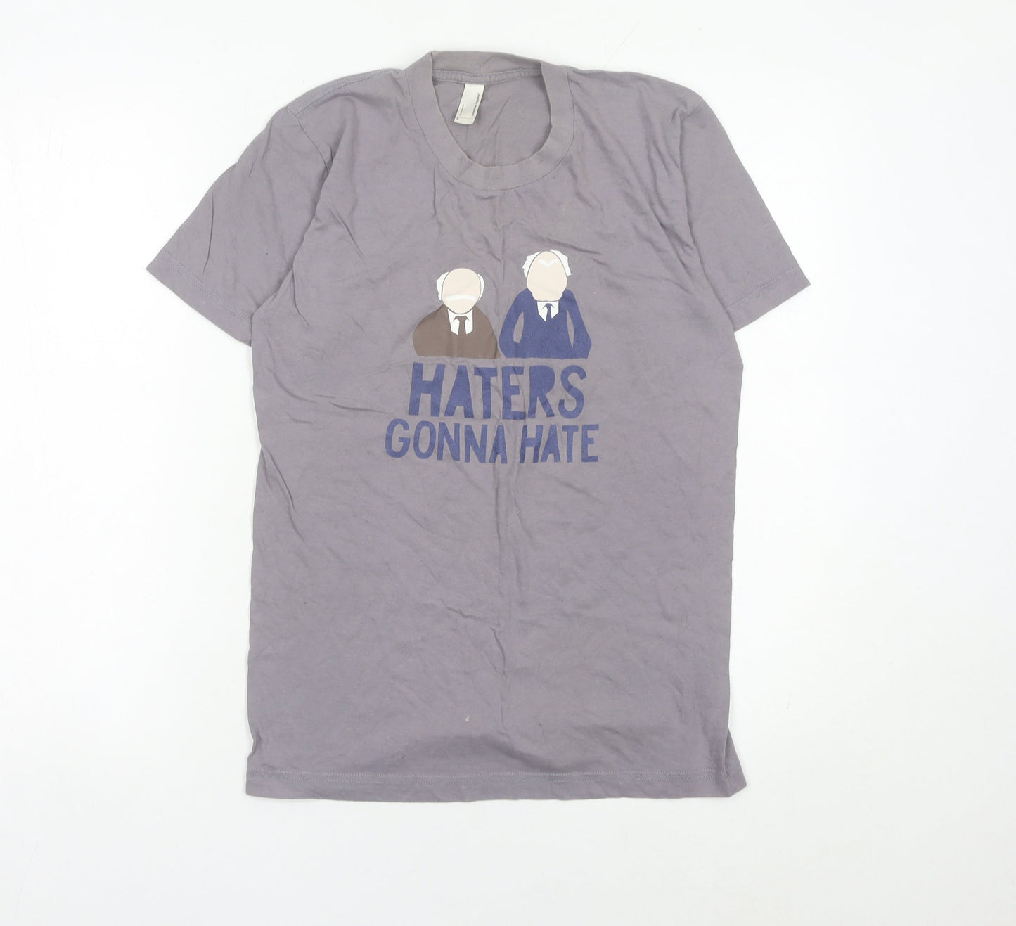 American Apparel Women Grey Small Graphic Funny Quotes T-Shirt