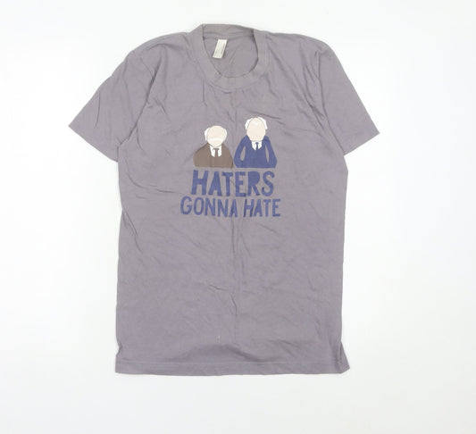 American Apparel Women Grey Small Graphic Funny Quotes T-Shirt
