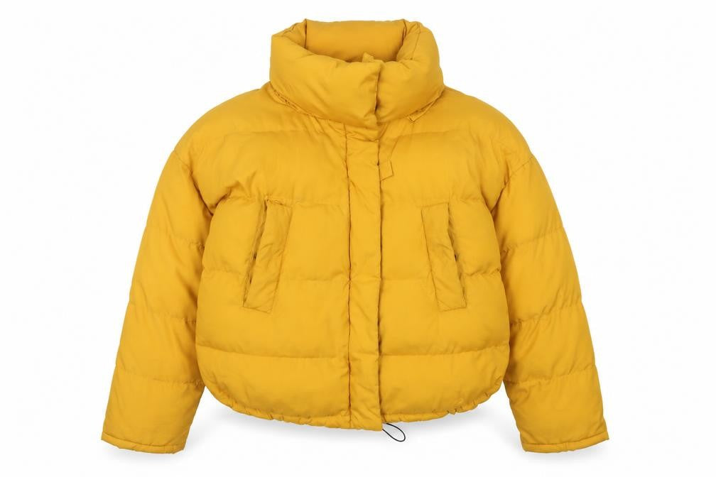 Light Before Dark Womens Yellow Puffer Jacket S Quilted Winter Coat