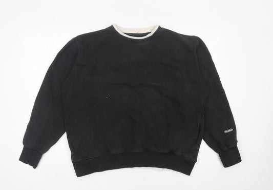 Pull&Bear Mens Black Small Sweatshirt Crew Neck Long Sleeve Pullover