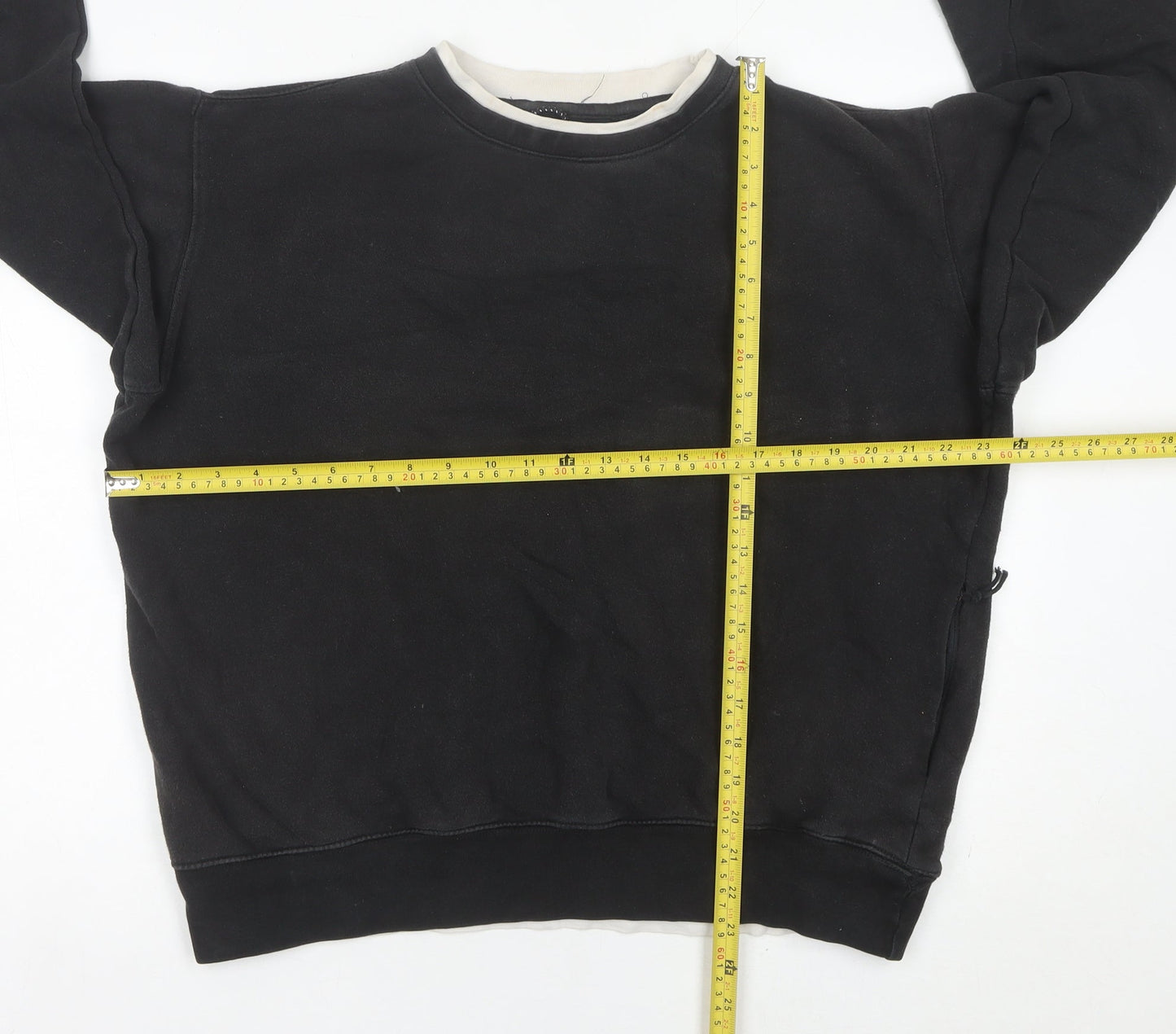 Pull&Bear Mens Black Small Sweatshirt Crew Neck Long Sleeve Pullover