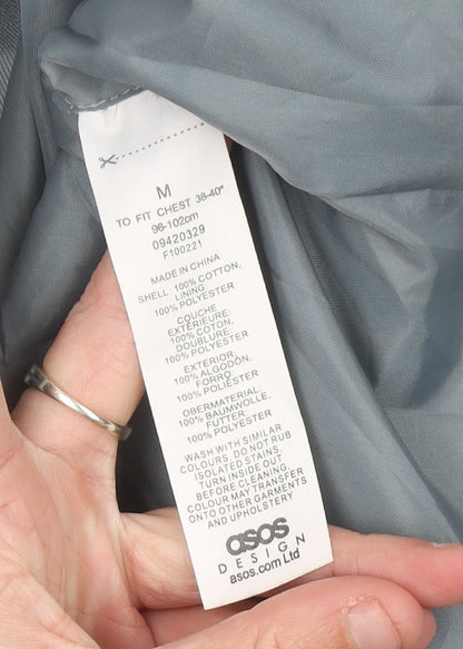 Brand and care label for ASOS DESIGN Men’s Grey Cotton Zip Jacket M 38-40" Regular Fit Casual