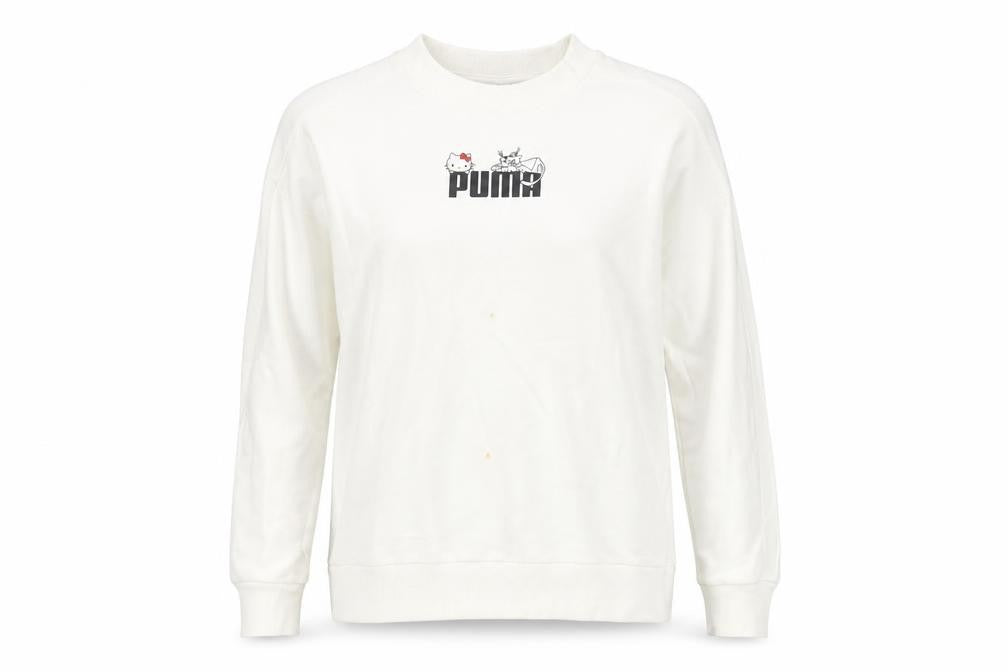 Puma Hello Kitty Womens White Sweatshirt Size S Cotton Blend
