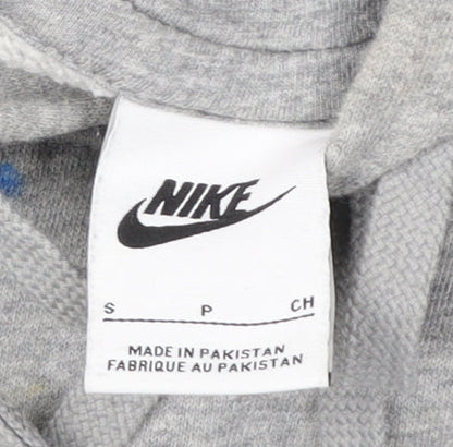Nike Men’s Grey Pullover Hoodie Small Logo Tape Sportswear