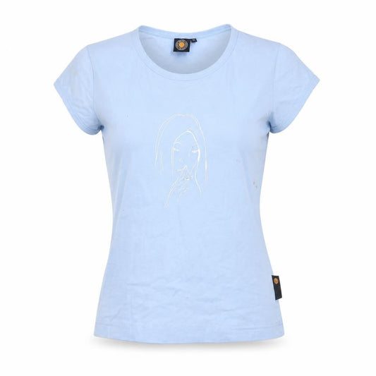 Carrot Banana & Peach Womens Blue XS Slim Fit Graphic T-Shirt