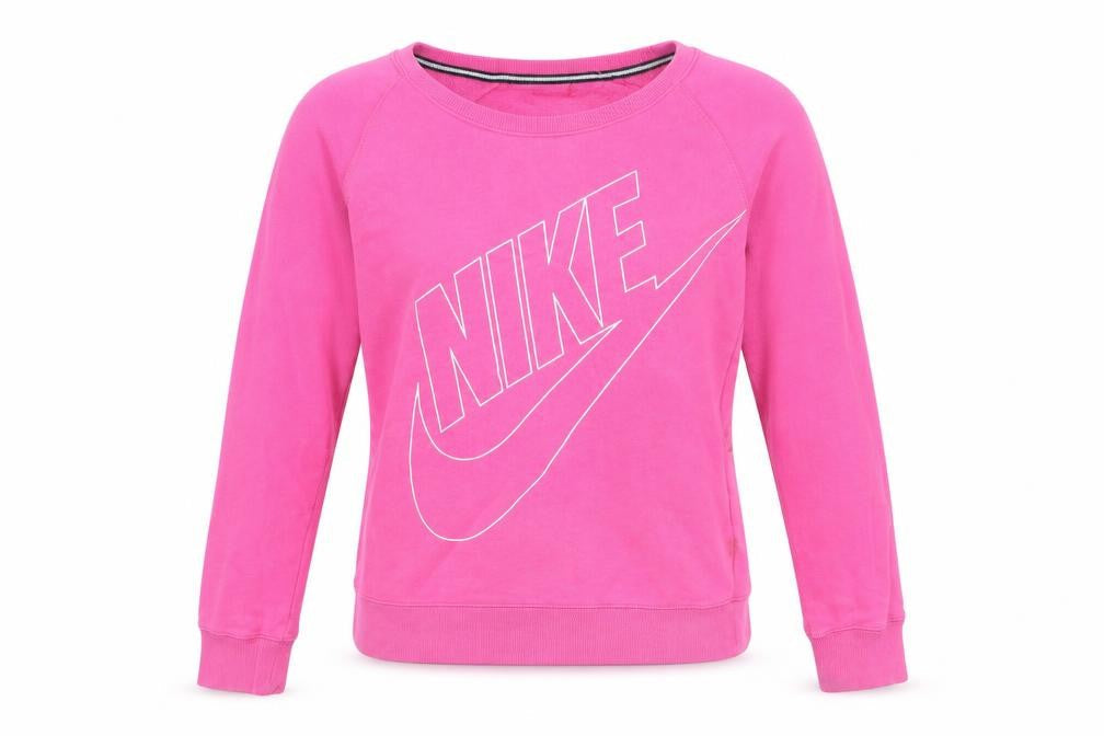 Nike Women’s Pink Small Logo Pullover Sweatshirt Long Sleeve