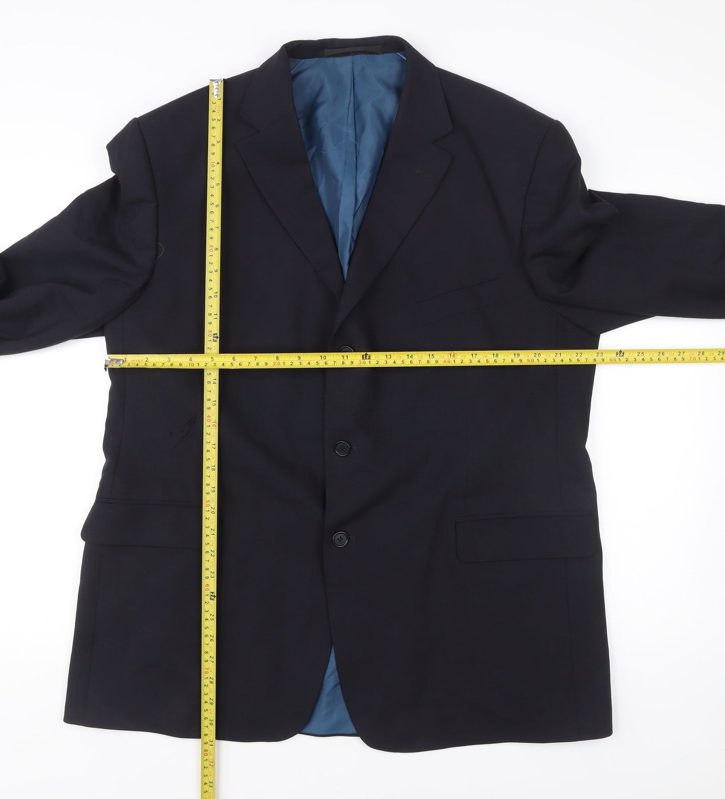 Marks and Spencer Men’s Navy Blue Wool Blend Blazer Jacket 46 M