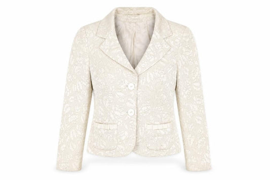 Wallis Women’s Ivory Floral Jacquard Blazer Jacket Size 10