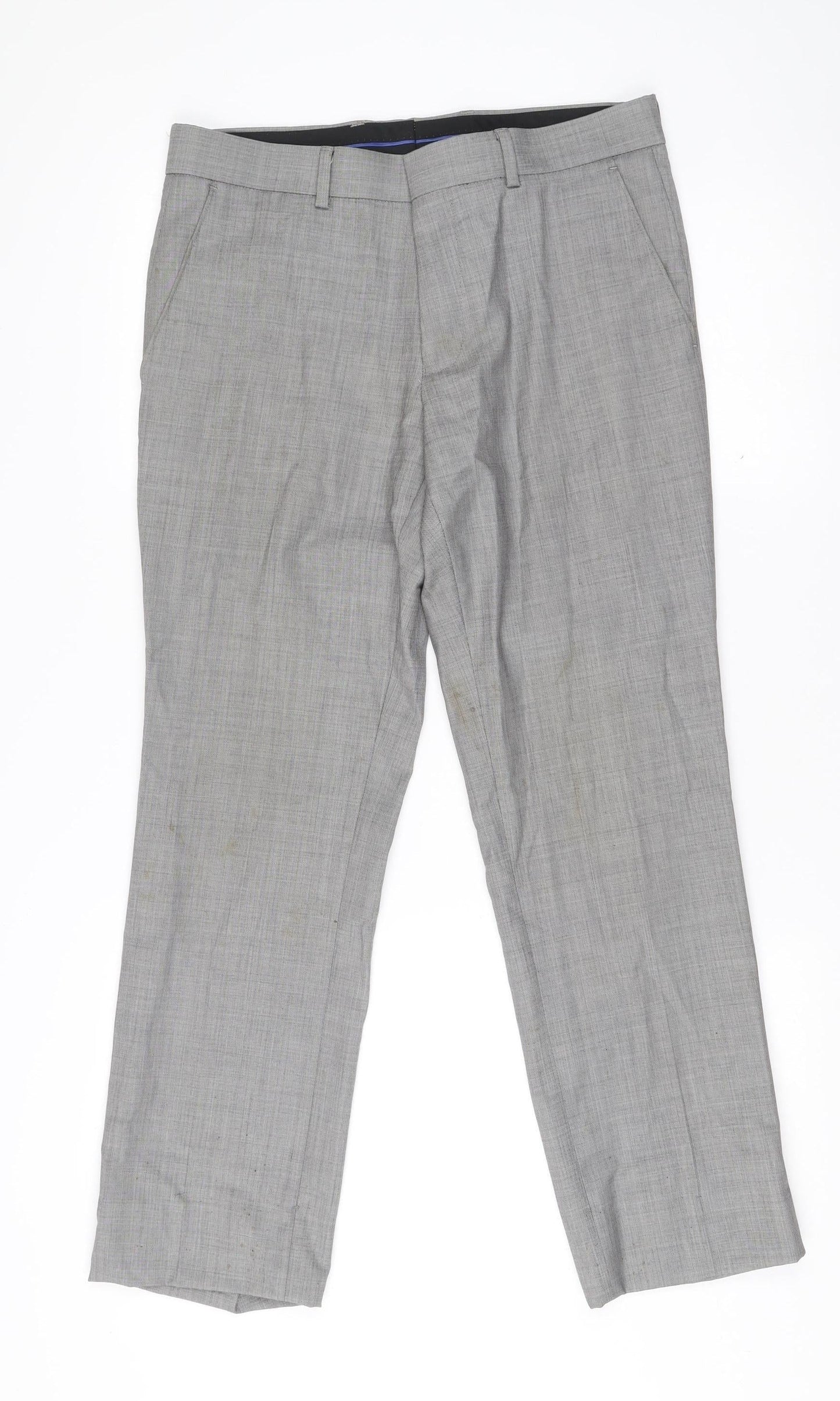 Topman Men’s Grey Wool Blend Suit Trousers 32R Slim Fit Formal Business