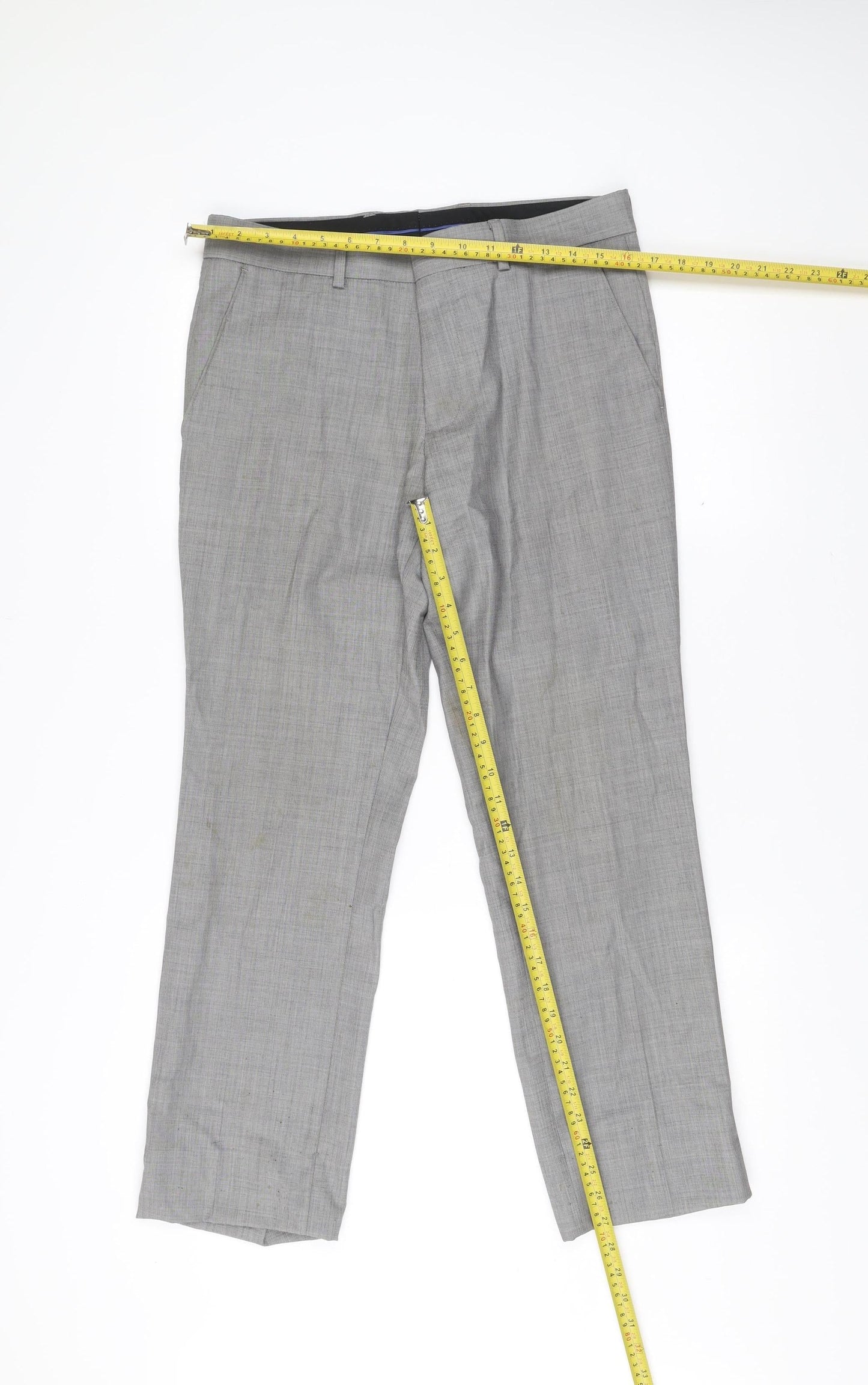 Topman Men’s Grey Wool Blend Suit Trousers 32R Slim Fit Formal Business