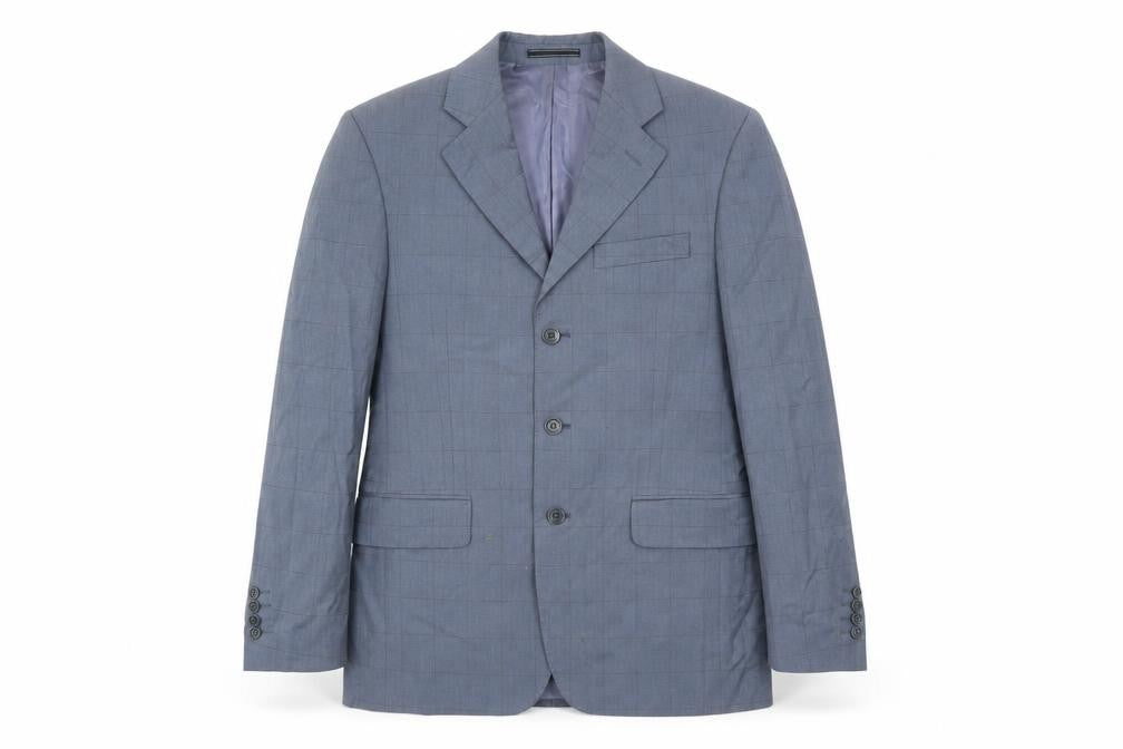 Austin Reed Men Blue 38 Jacket Blazer Check Wool Cotton