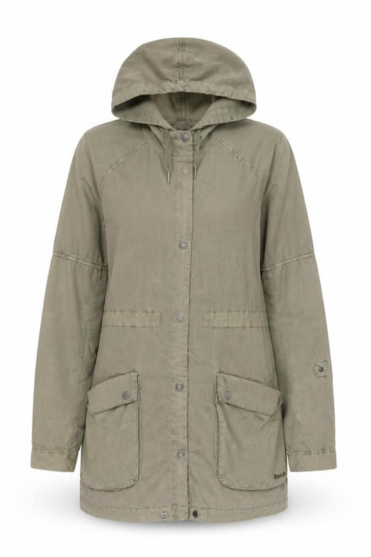 Bench Womens Green Cotton Parka Jacket Size S Hooded Outdoor