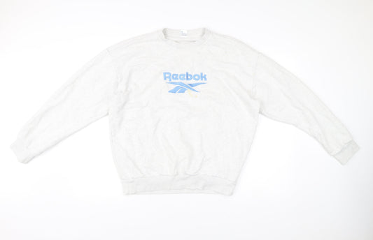 Reebok Mens Grey Sweatshirt Pullover Logo Crew Neck Size M