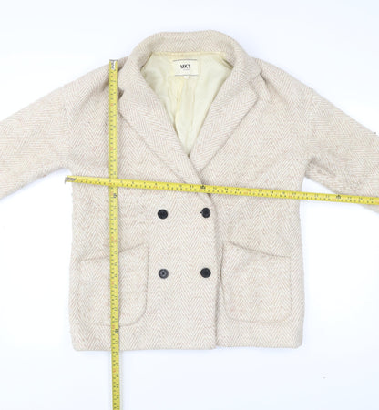 MKT Mens Studio Beige Herringbone Blazer Jacket Wool Blend Size 36