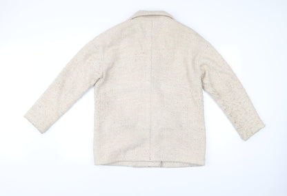 MKT Mens Studio Beige Herringbone Blazer Jacket Wool Blend Size 36