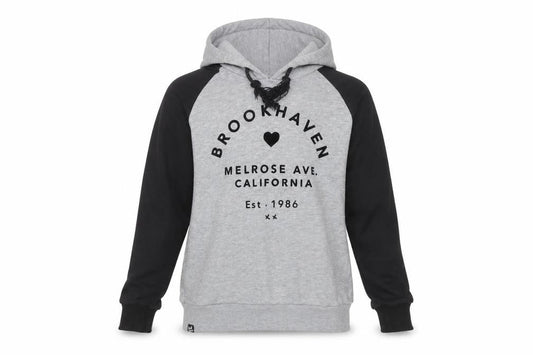 Brookhaven Womens Grey Black Hoodie Size 10 Pullover Logo Print
