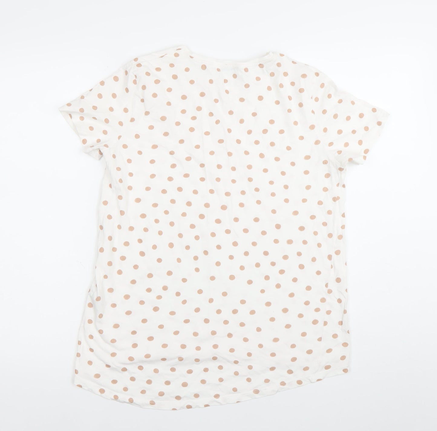 Zara Women White Polka Dot T-Shirt Size S Cotton Casual