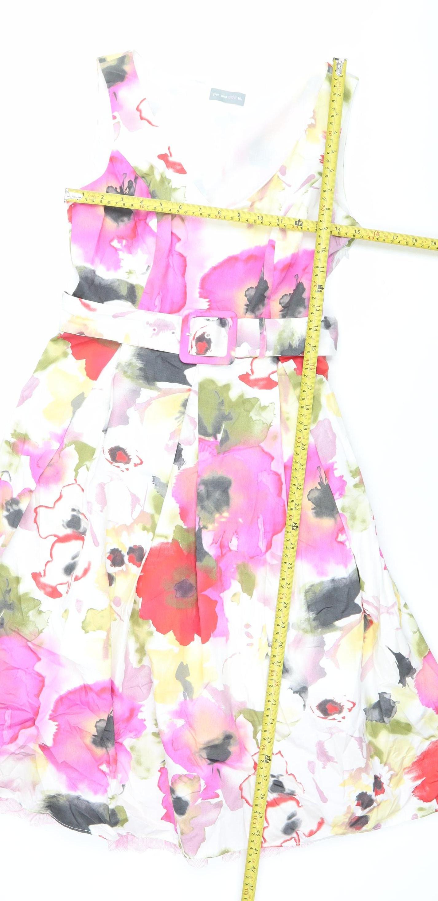 Marks and Spencer Women’s Multicoloured Floral Fit & Flare Knee Length Dress Size 10