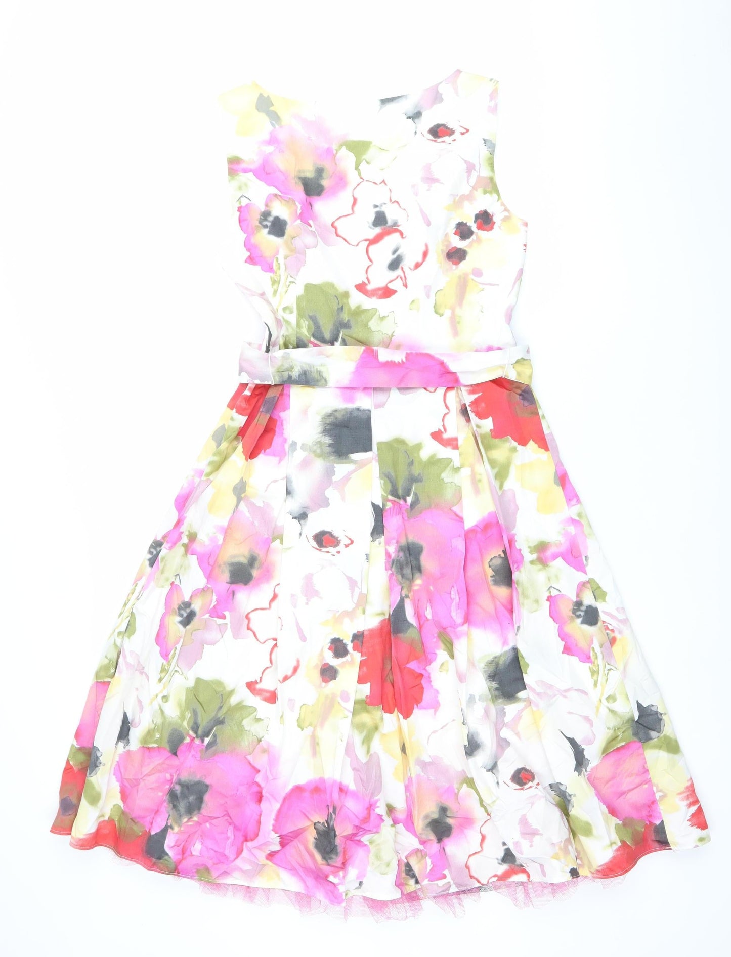 Marks and Spencer Women’s Multicoloured Floral Fit & Flare Knee Length Dress Size 10