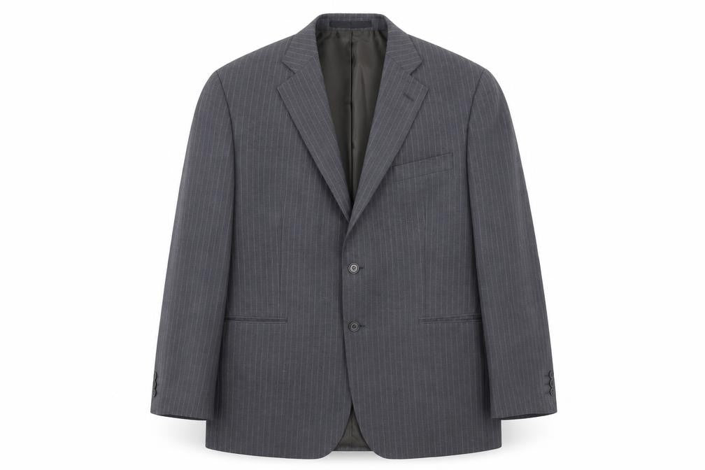 Marks & Spencer Men Grey Pinstripe 42 Chest Notch Lapel Blazer