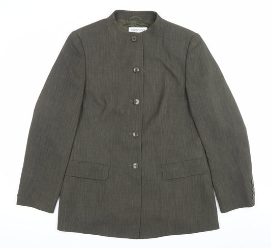 Bianca Womens Green Size 12 Polyester Single Breasted Suit Jacket
