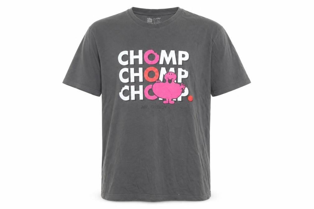Comic Relief Mr Greedy Men's Black L Graphic T-Shirt Funny Cartoon