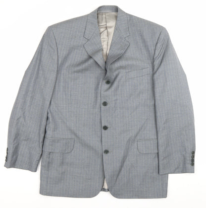 Additional front view of Jaeger Men’s Grey Pinstripe Wool Blazer Jacket 42R Classic Fit