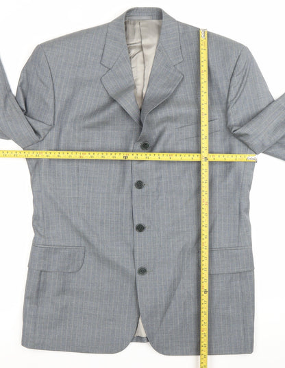 Back view of Jaeger Men’s Grey Pinstripe Wool Blazer Jacket 42R Classic Fit