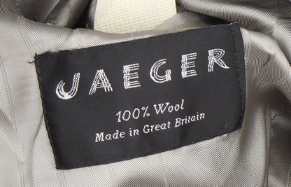 Brand and care label for Jaeger Men’s Grey Pinstripe Wool Blazer Jacket 42R Classic Fit