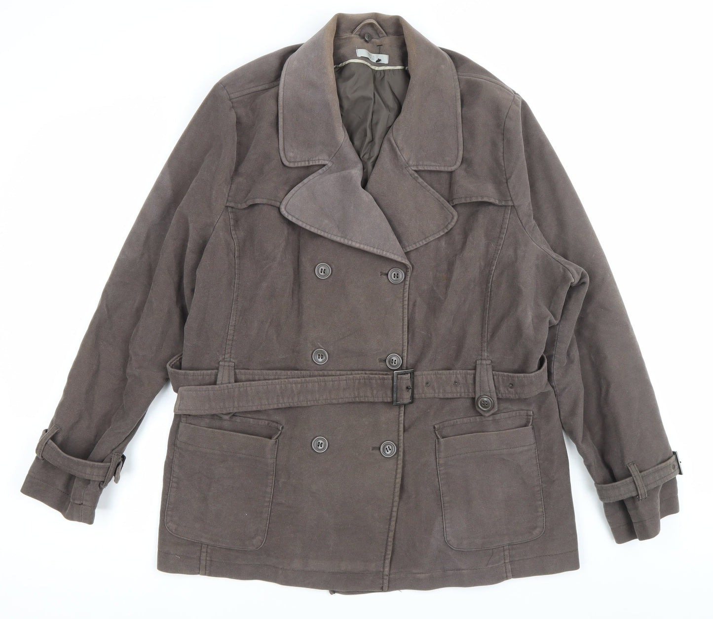 Marks and Spencer Women’s Brown Cotton Blend Pea Coat Size 22