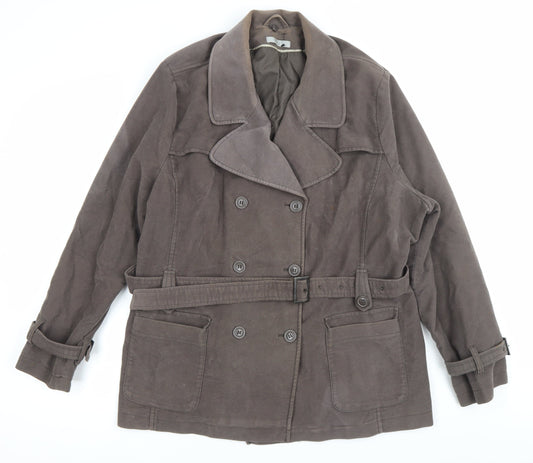 Marks and Spencer Women’s Brown Cotton Blend Pea Coat Size 22