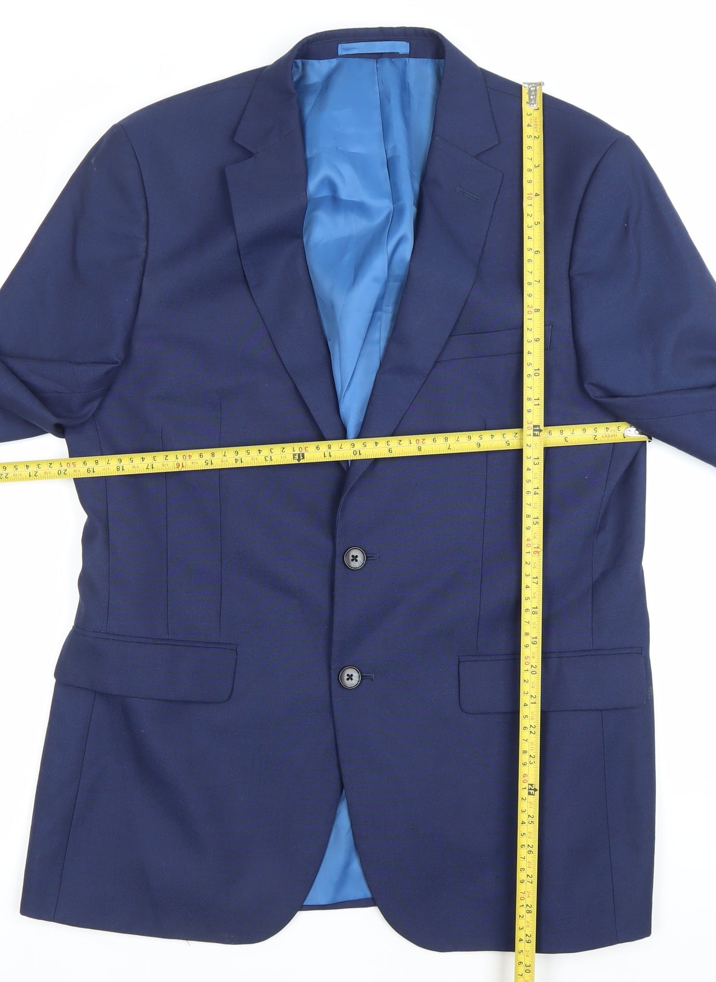 Moss London Men’s Blue Slim Fit Blazer Jacket Size 42 Long