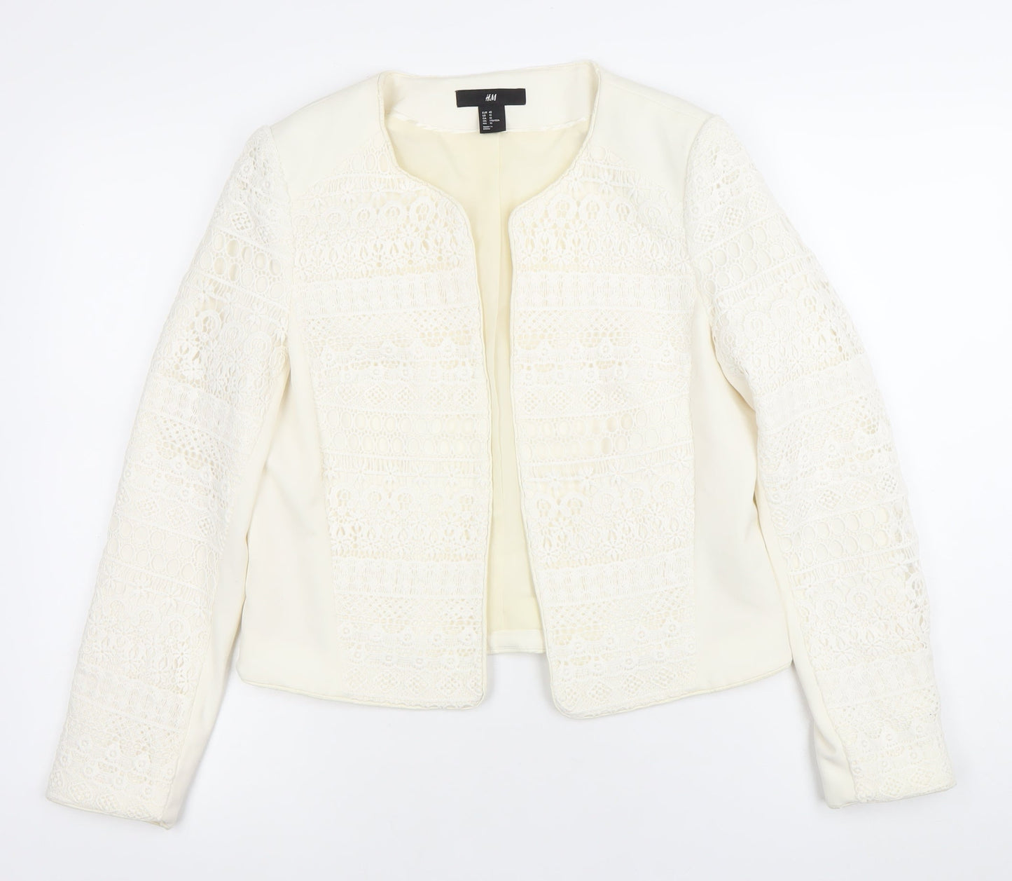 H&M Women’s Ivory Lace Suit Jacket Size 12 Regular Fit Long Sleeve