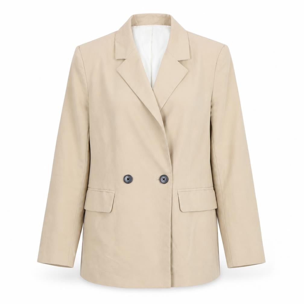Bershka Women’s Beige XS Double-Breasted Blazer Jacket