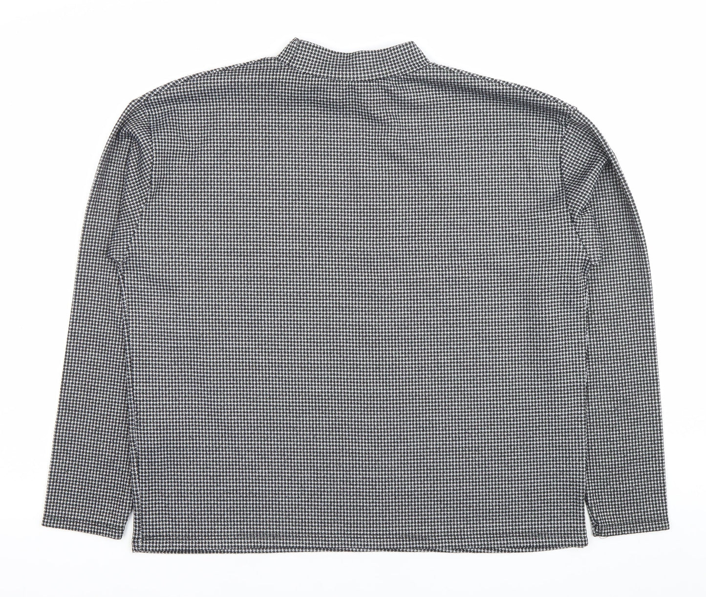 Pull&Bear Women’s Black Houndstooth Mock Neck Blouse Size 10