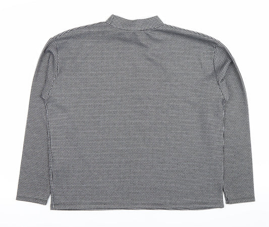 Pull&Bear Women’s Black Houndstooth Mock Neck Blouse Size 10