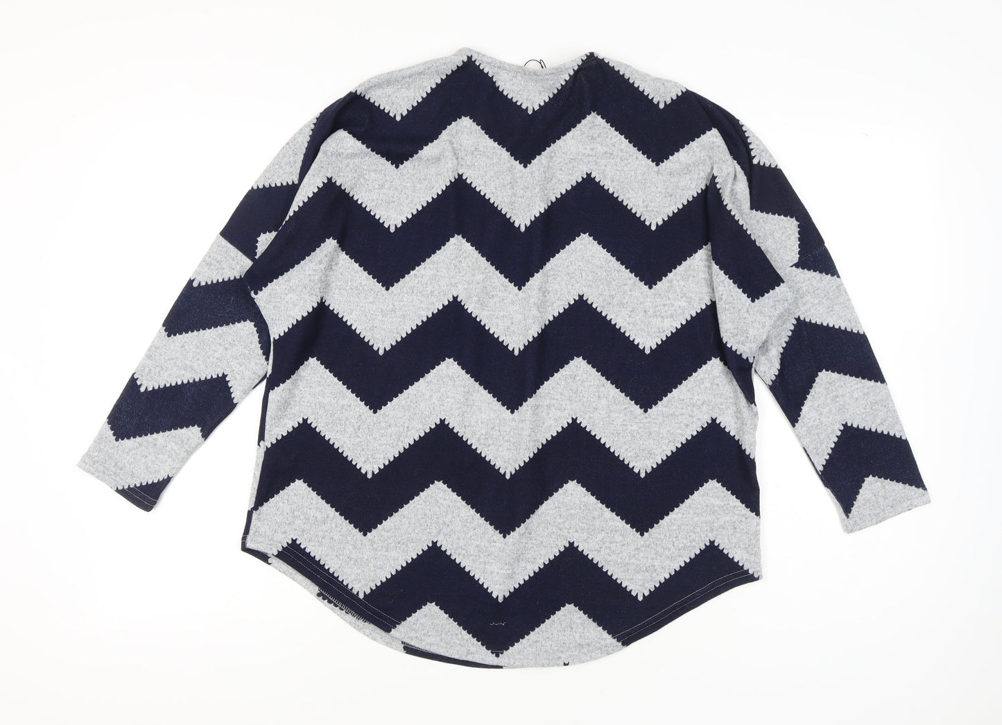 Bonmarché Women’s Grey Blue Geometric Zip Jumper Size M