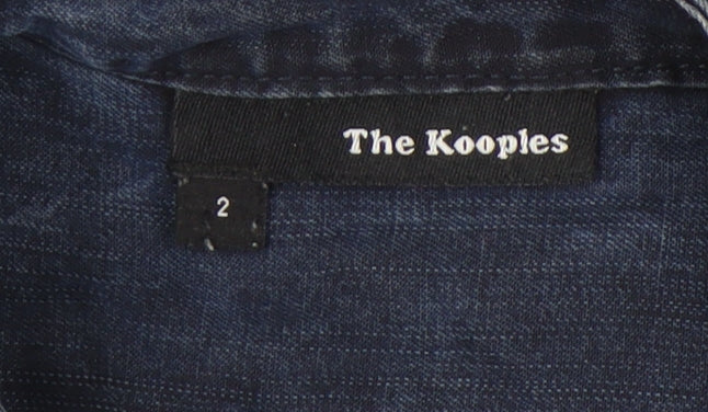 The Kooples Womens Blue Button-Up Shirt Size 10 Bow Detail Lyocell