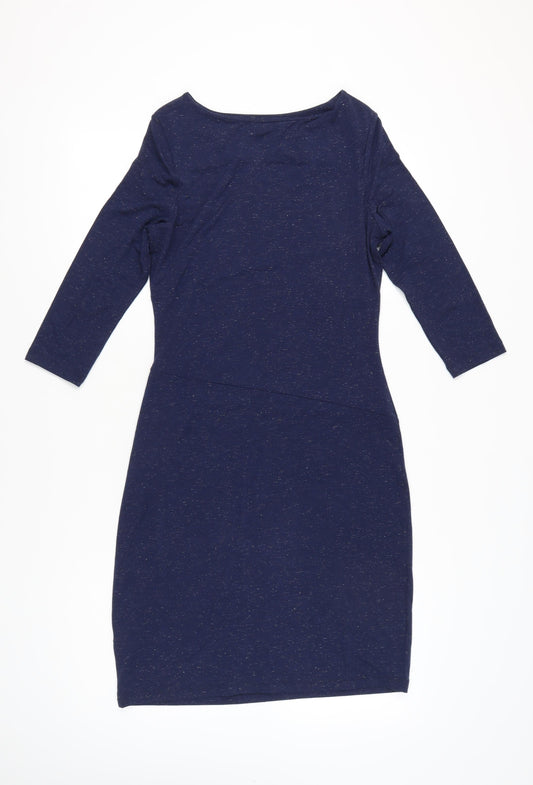 White Stuff Women's Blue Sheath Knee Length Dress UK 10 3/4 Sleeve