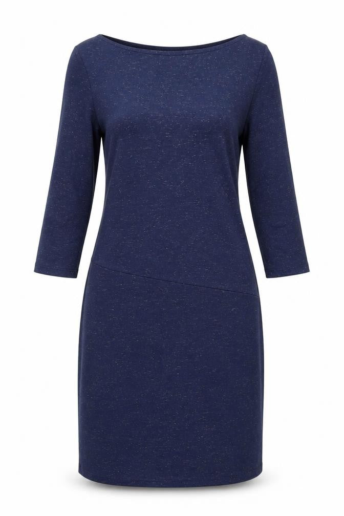 White Stuff Women's Blue Sheath Knee Length Dress UK 10 3/4 Sleeve