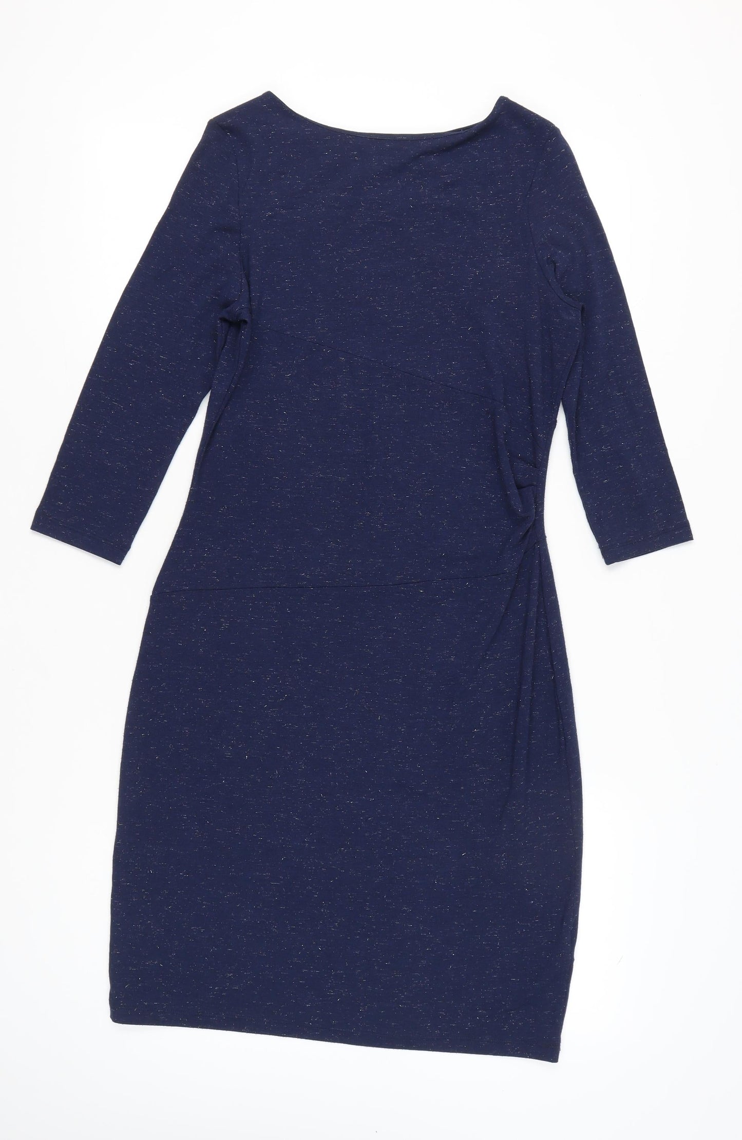 White Stuff Women's Blue Sheath Knee Length Dress UK 10 3/4 Sleeve